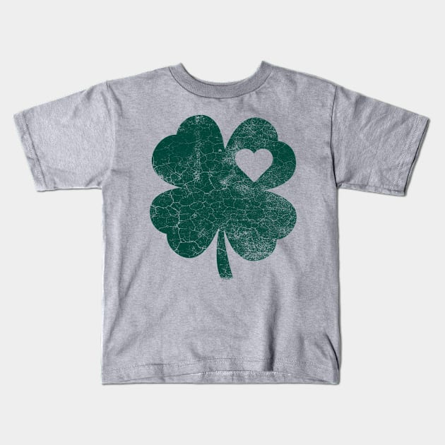 St Patricks Shamrock Heart Kids T-Shirt by OldTony